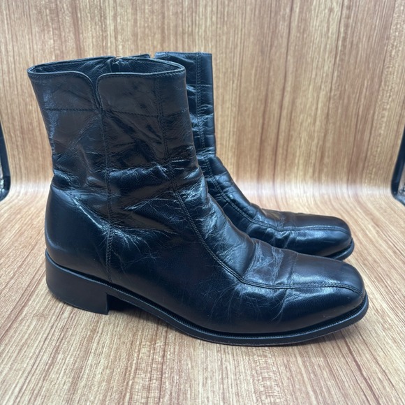 Florsheim Duke Side Zip Leather Dress Boots Men's Size 8 D 18215-01 Square Toe